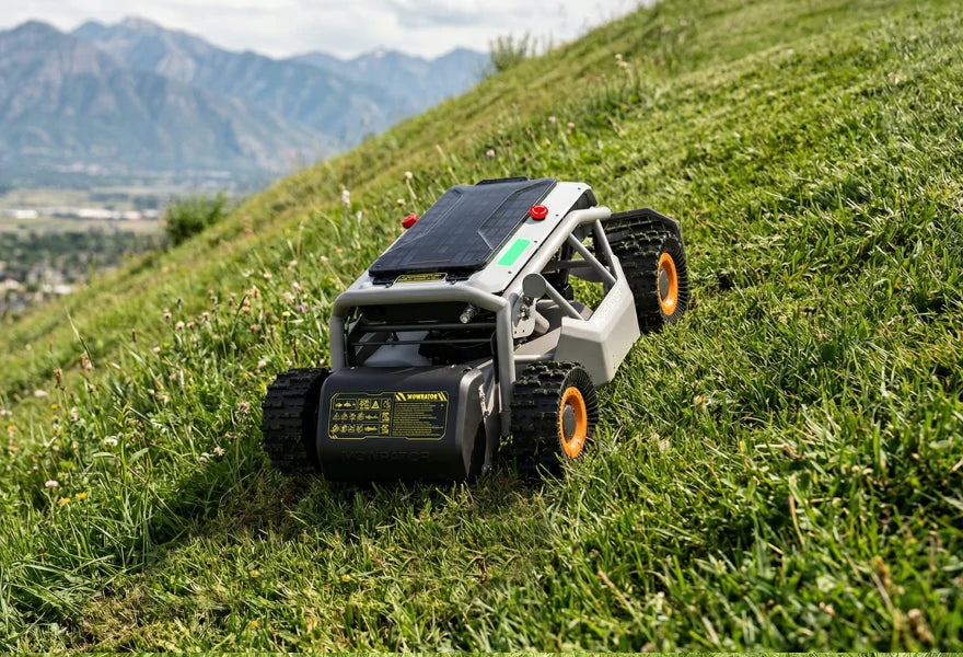 Mowrator S1 climbing a steep grass slope