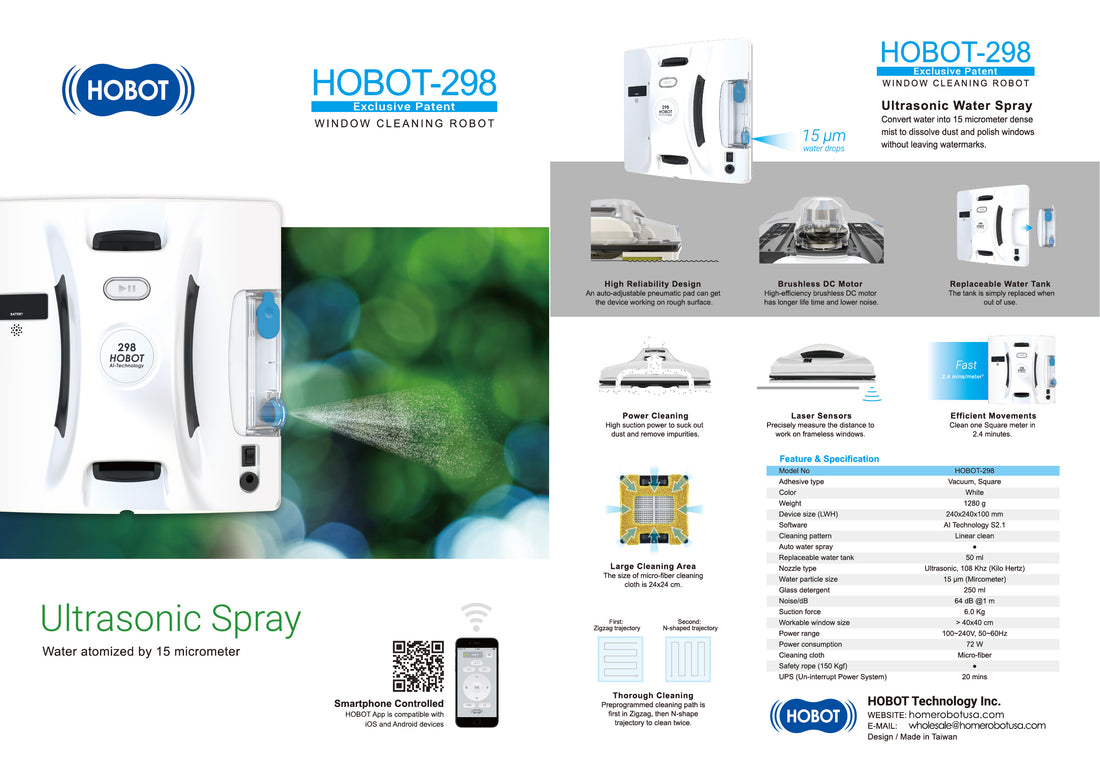 HOBOT-298 feature and specification sheet