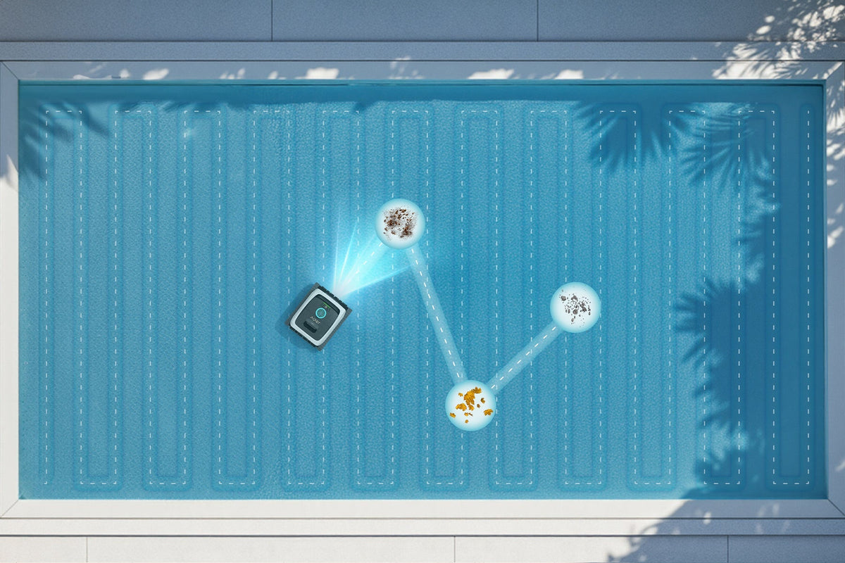 Aiper robot cleaning a pool floor