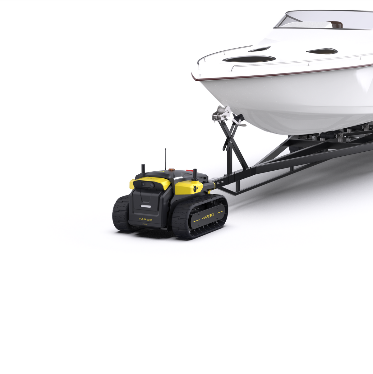 Yarbo Core hitched to a boat trailer