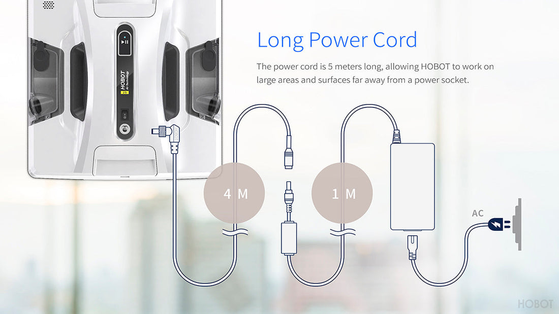 HOBOT-2S long power cord and adapter