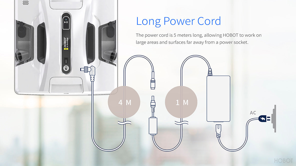 HOBOT-2S long power cord and adapter