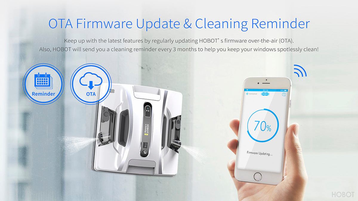 HOBOT app with firmware updates and cleaning reminders
