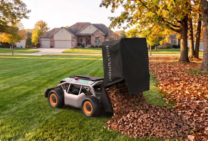 Mowrator S1 emptying the auto dumping bag