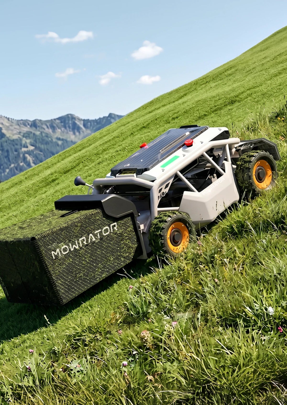 Mowrator S1 4WD Wide Wheel Edition on a slope