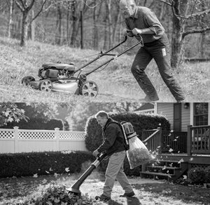 Old way: pushing a mower