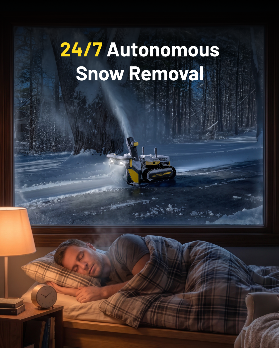 Yarbo Snow Blower clearing a driveway